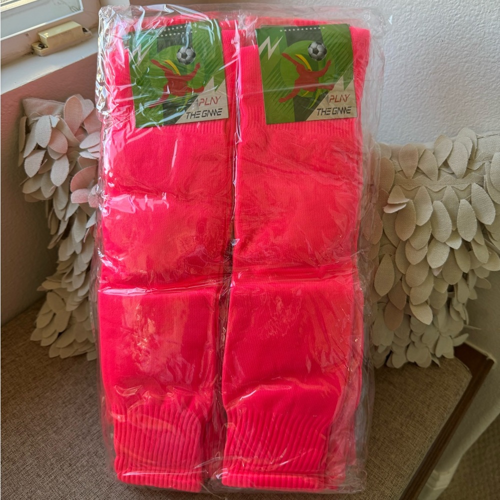12 Pairs Adult-Size Pink Soccer Baseball Socks, NWT